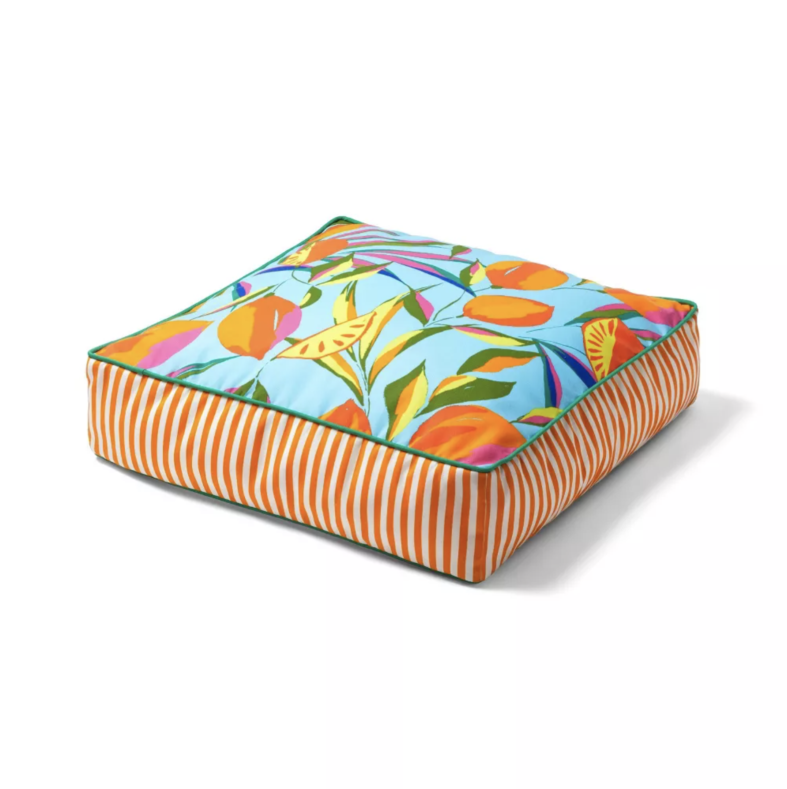 Fruit and striped covered soft floor cushion