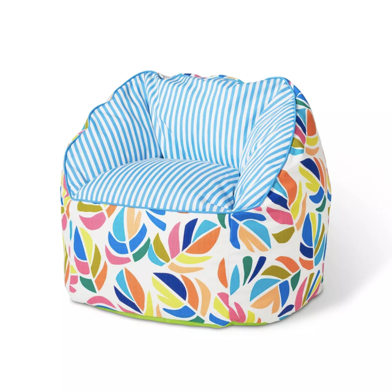 Colorful leaf and striped outdoor bean bag chair