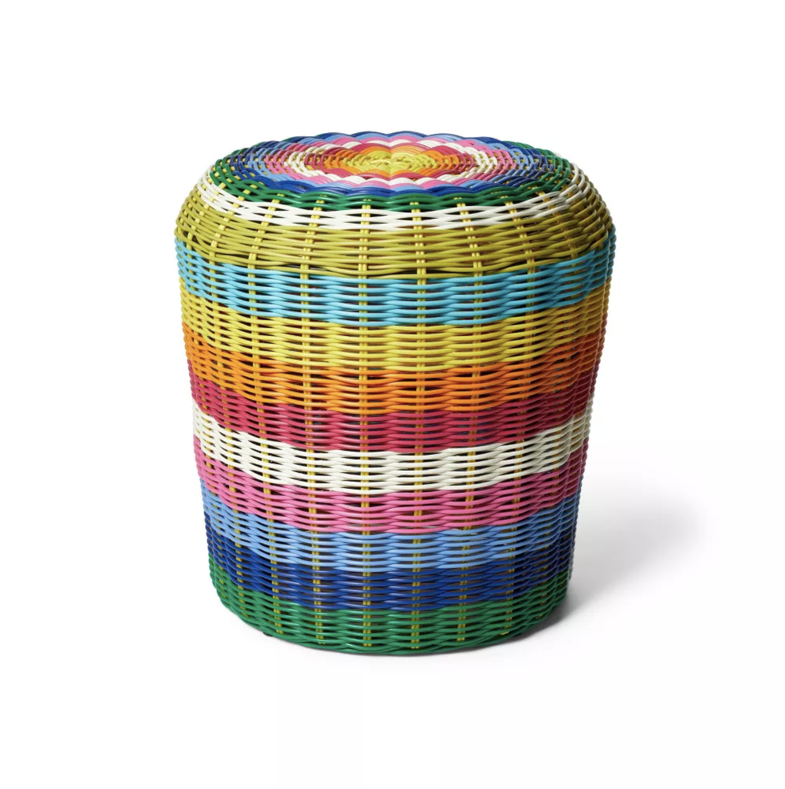 Colorful striped woven side table