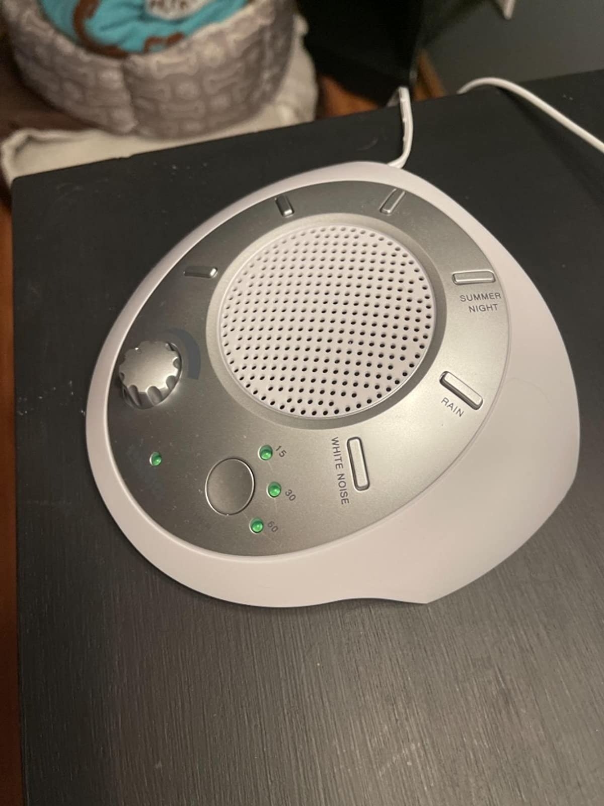 White noise machine plugged in