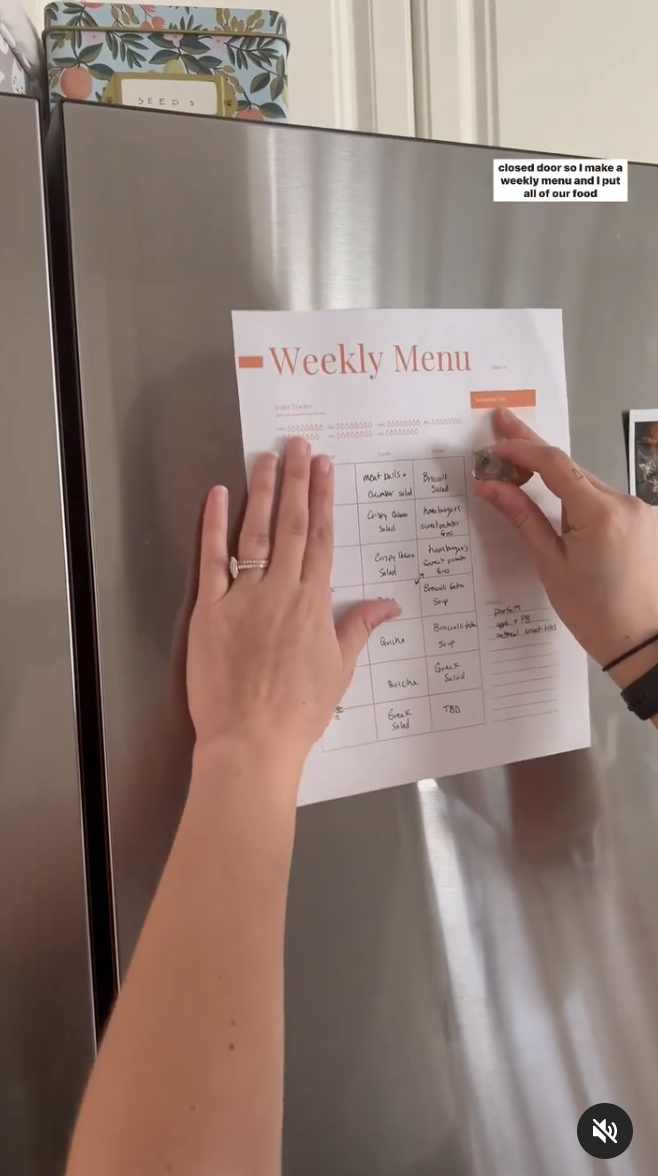 Alexa putting a weekly menu on the fridge