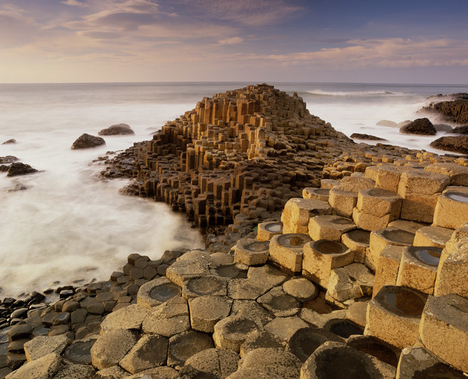 hexagonal stones along the water