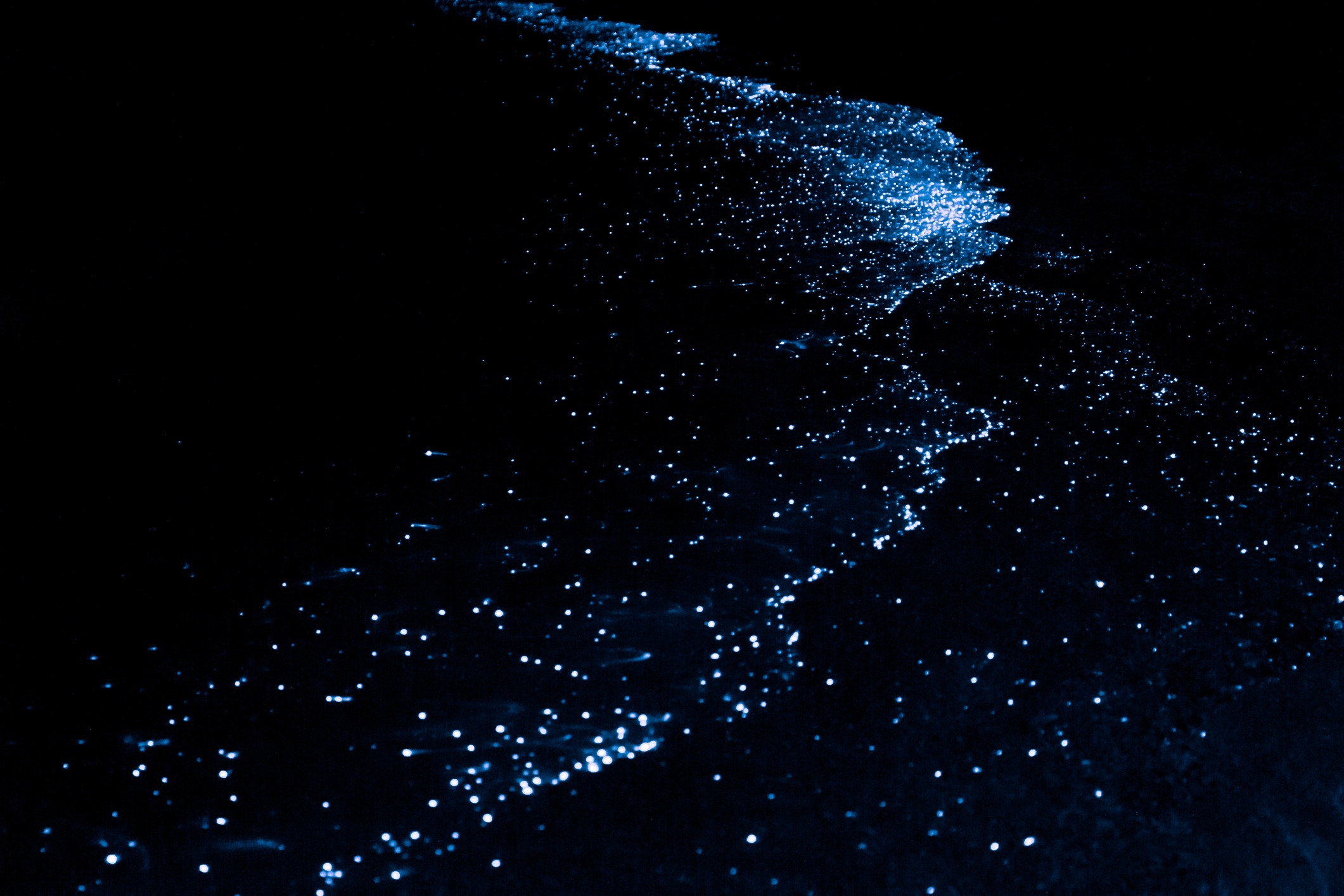 stars reflecting on the lake at night