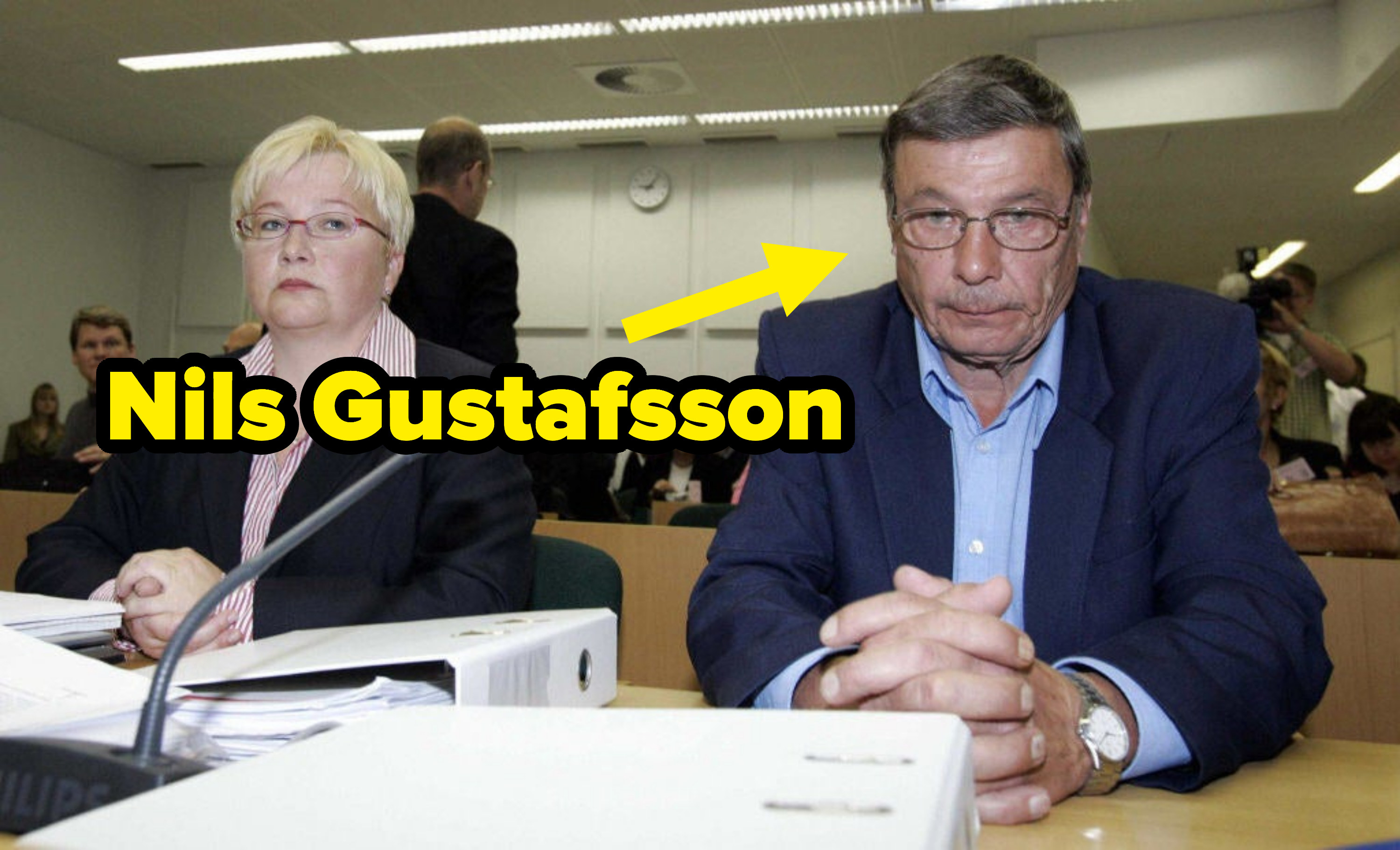 Nils Gustafsson in court with his lawyer