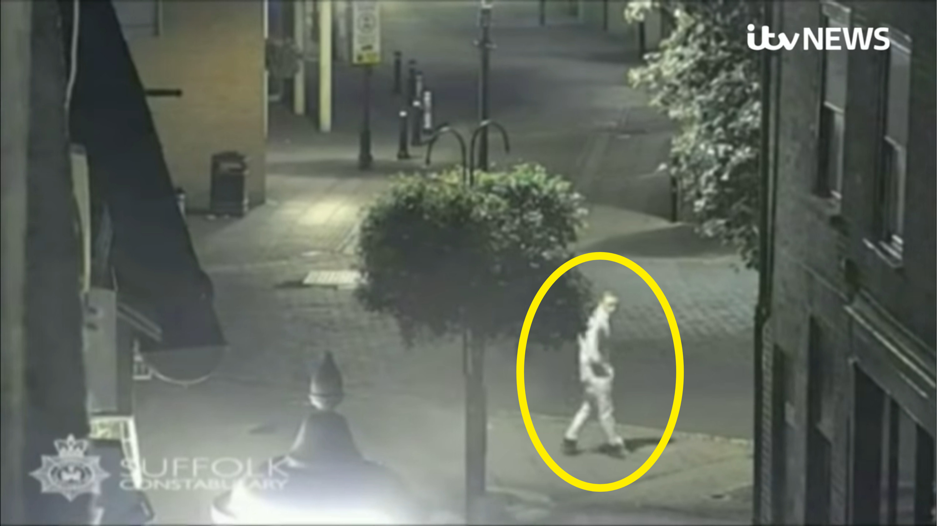 CCTV footage of Corrie walking on an empty street