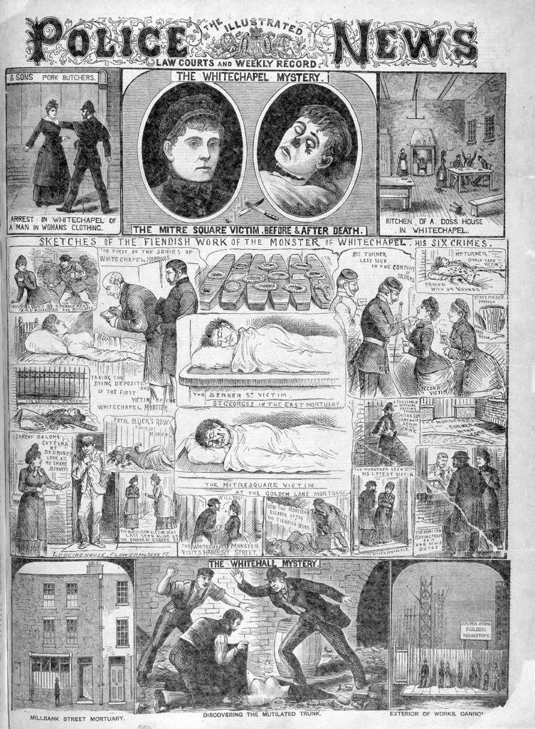 Newspaper report of 1888 about the notorious unidentified serial killer known as Jack the Ripper