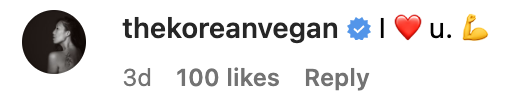 Screenshot of an Instagram comment