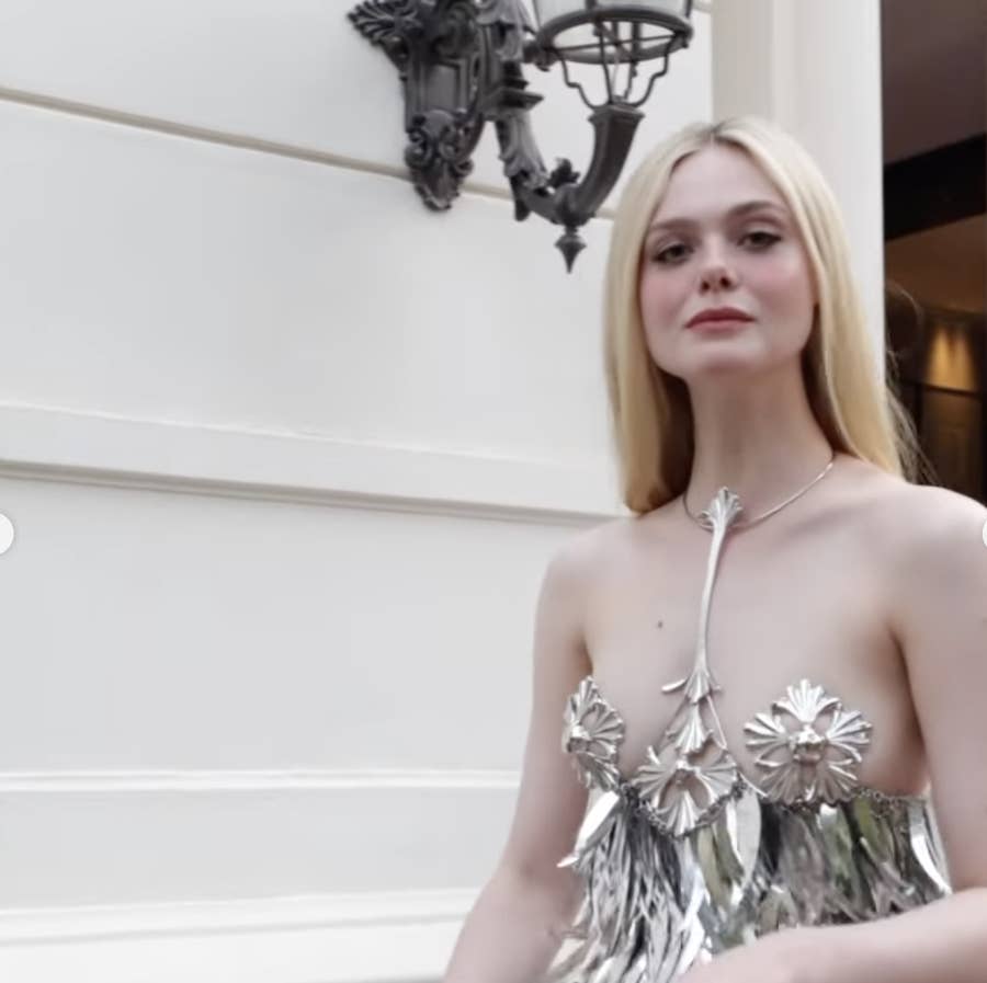 Elle Fanning's Silver Nipple Pasties Dress At Cannes