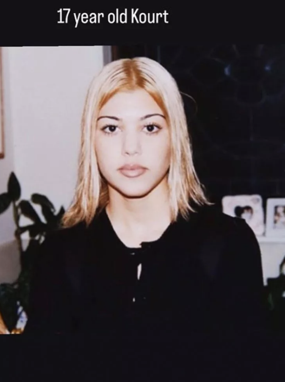 Closeup of young, blonde Kourtney Kardashian