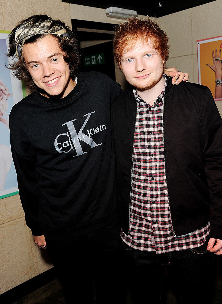 Closeup of Harry Styles and Ed Sheeran