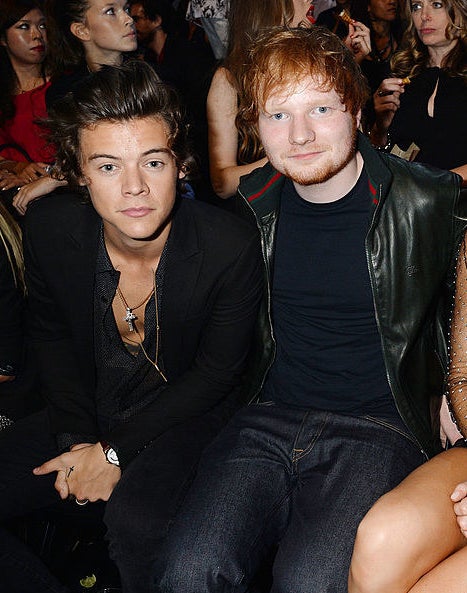 Closeup of Harry Styles and Ed Sheeran