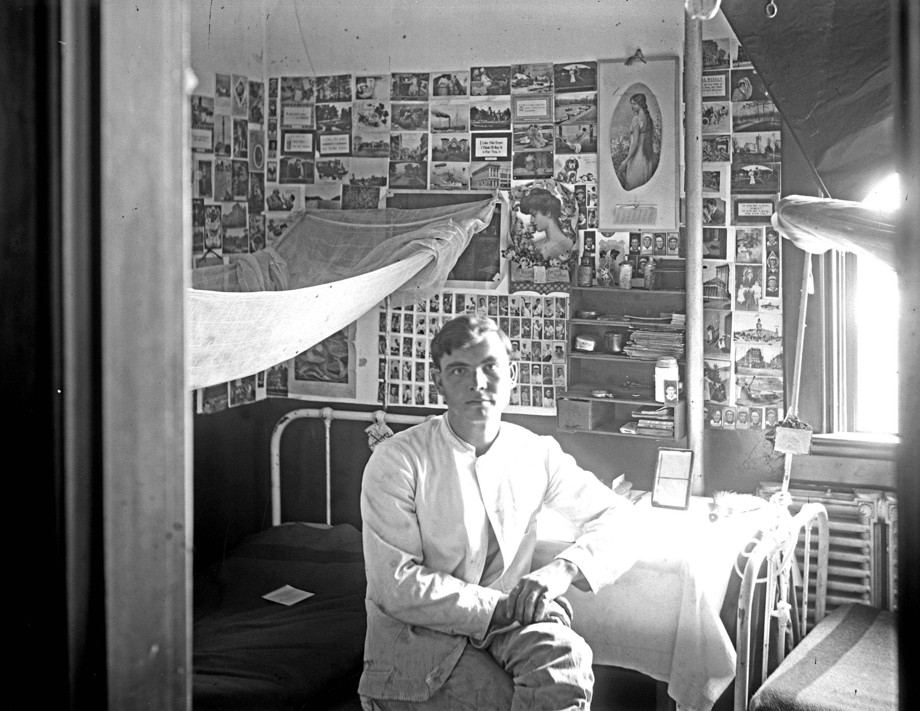 A man in his dorm room