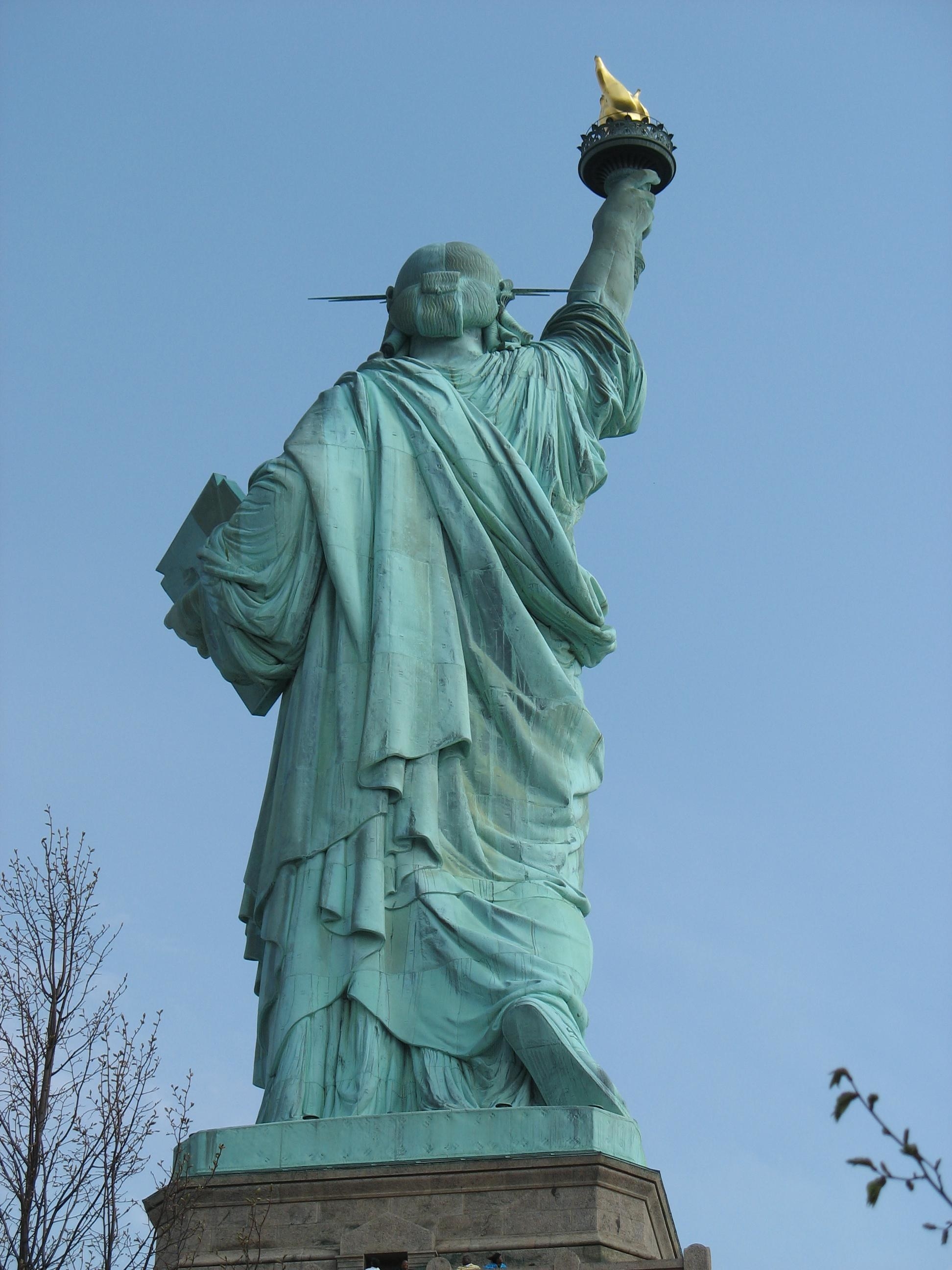 The back of the Statue of Liberty