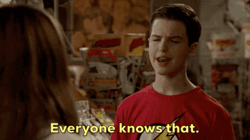 Gif of Young Sheldon saying "everyone knows that"