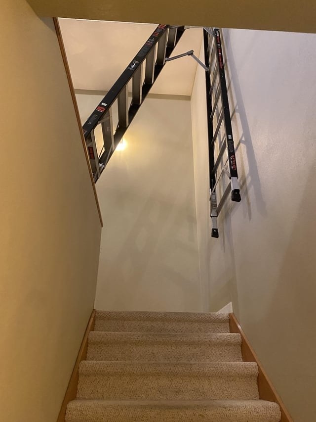 A ladder on someone&#x27;s stairs