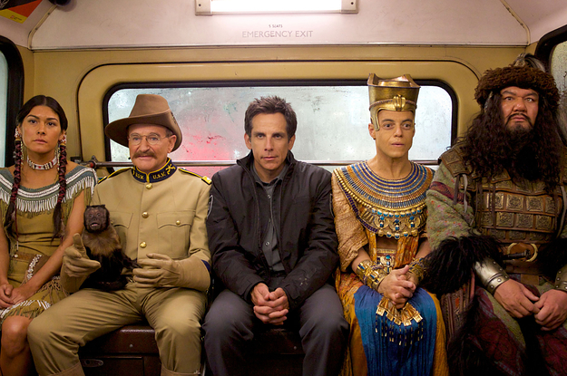 The characters sitting on a bus