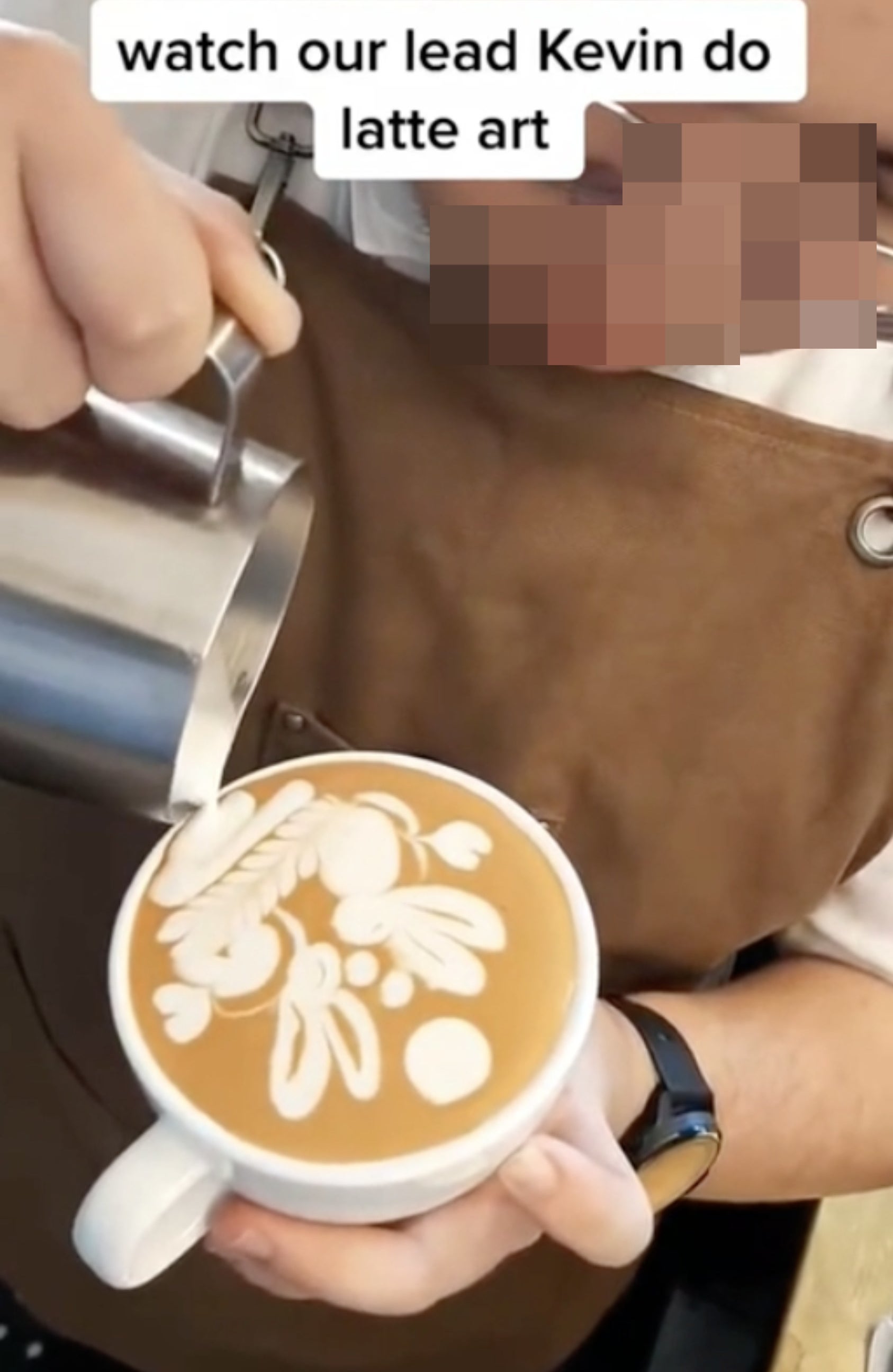 "Watch our lead Kevin do latte art"
