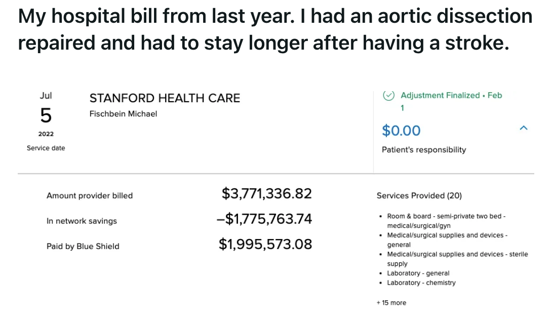 A medical bill in the millions