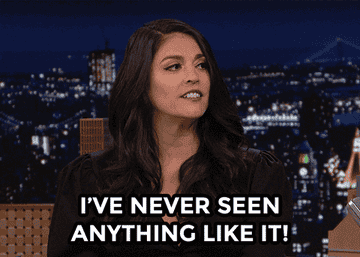 GIF of Cecily Strong on The Tonight Show Starring Jimmy Fallon saying &quot;I&#x27;ve never seen anything like it!&quot;