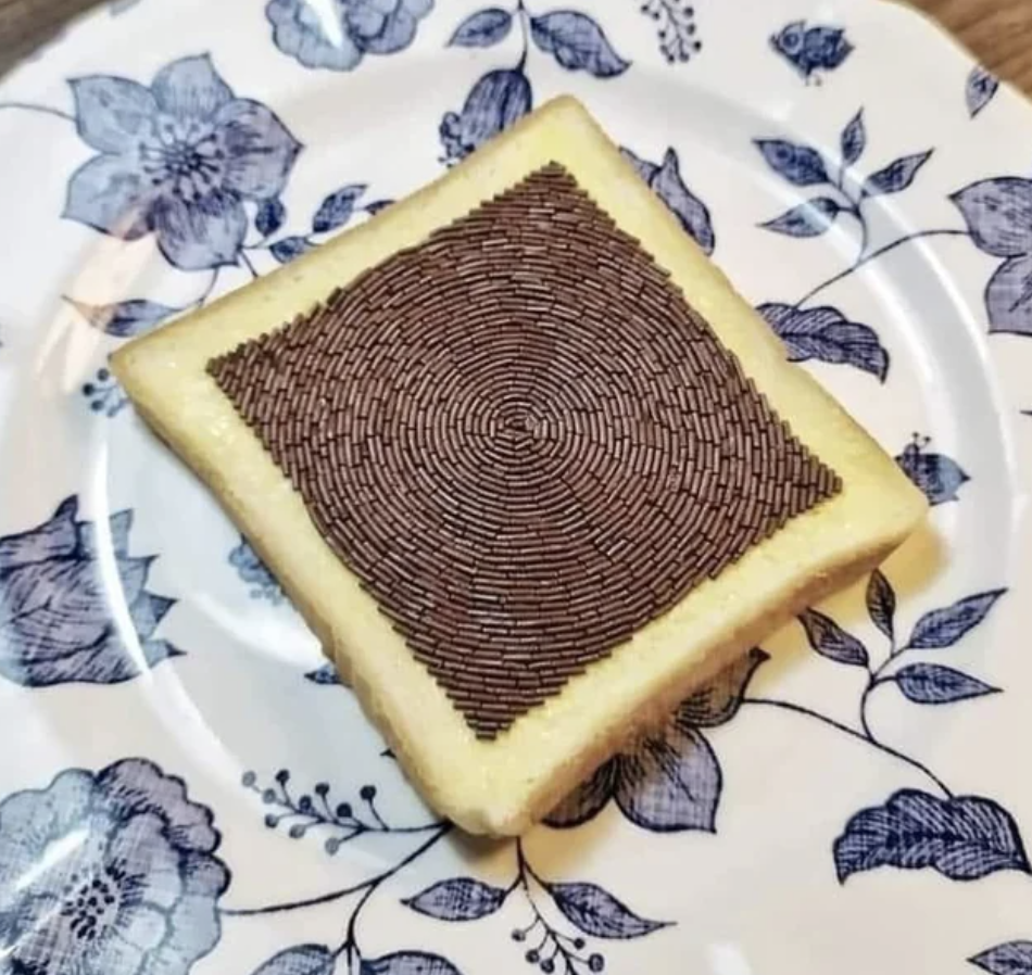 A piece of toast with chocolate sprinkles