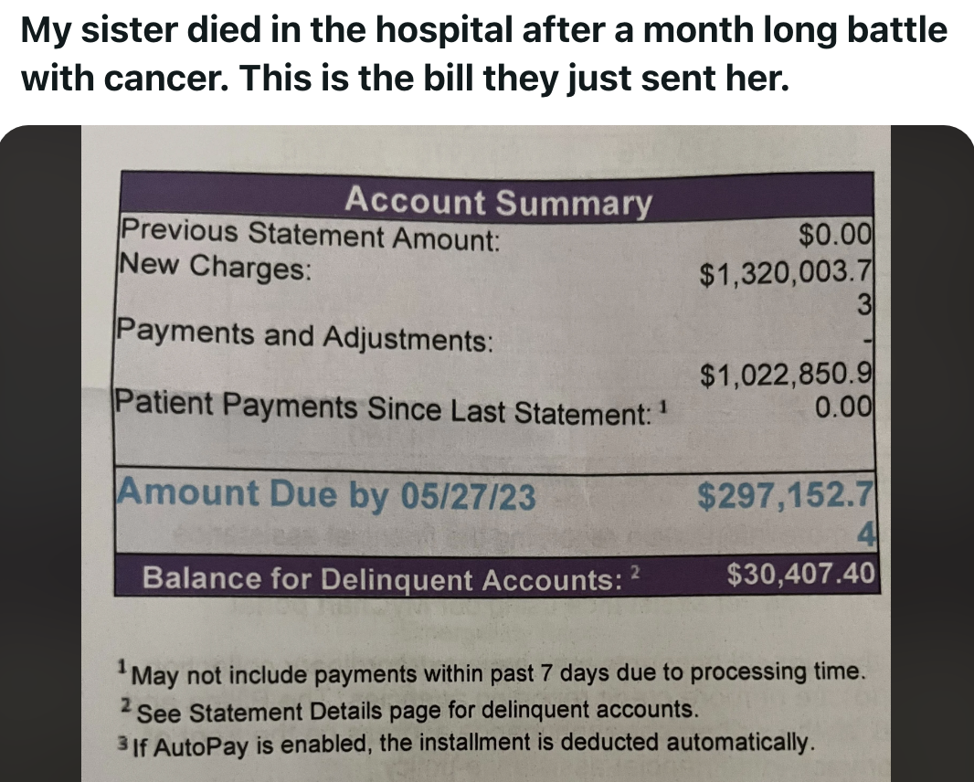 A bill for someone who is deceased