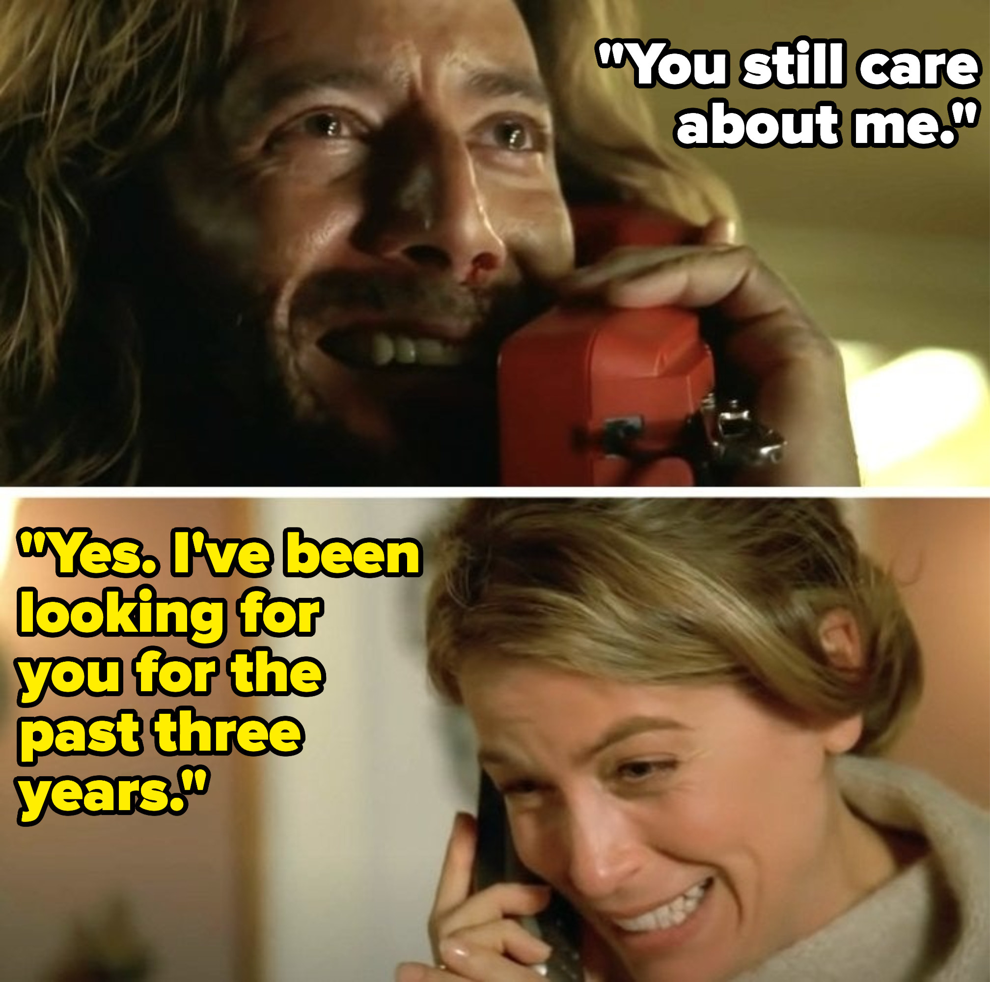 Desmond and Penny are emotional on the phone with each other
