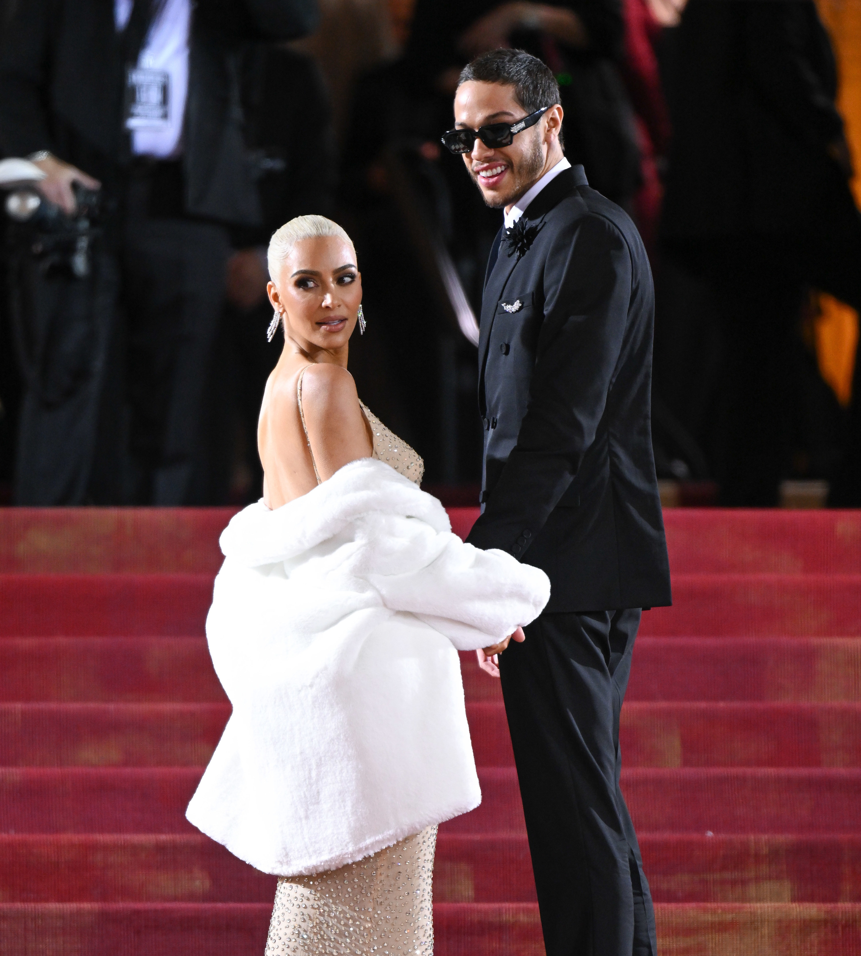 Kim and Pete on the Met Gala red stairs