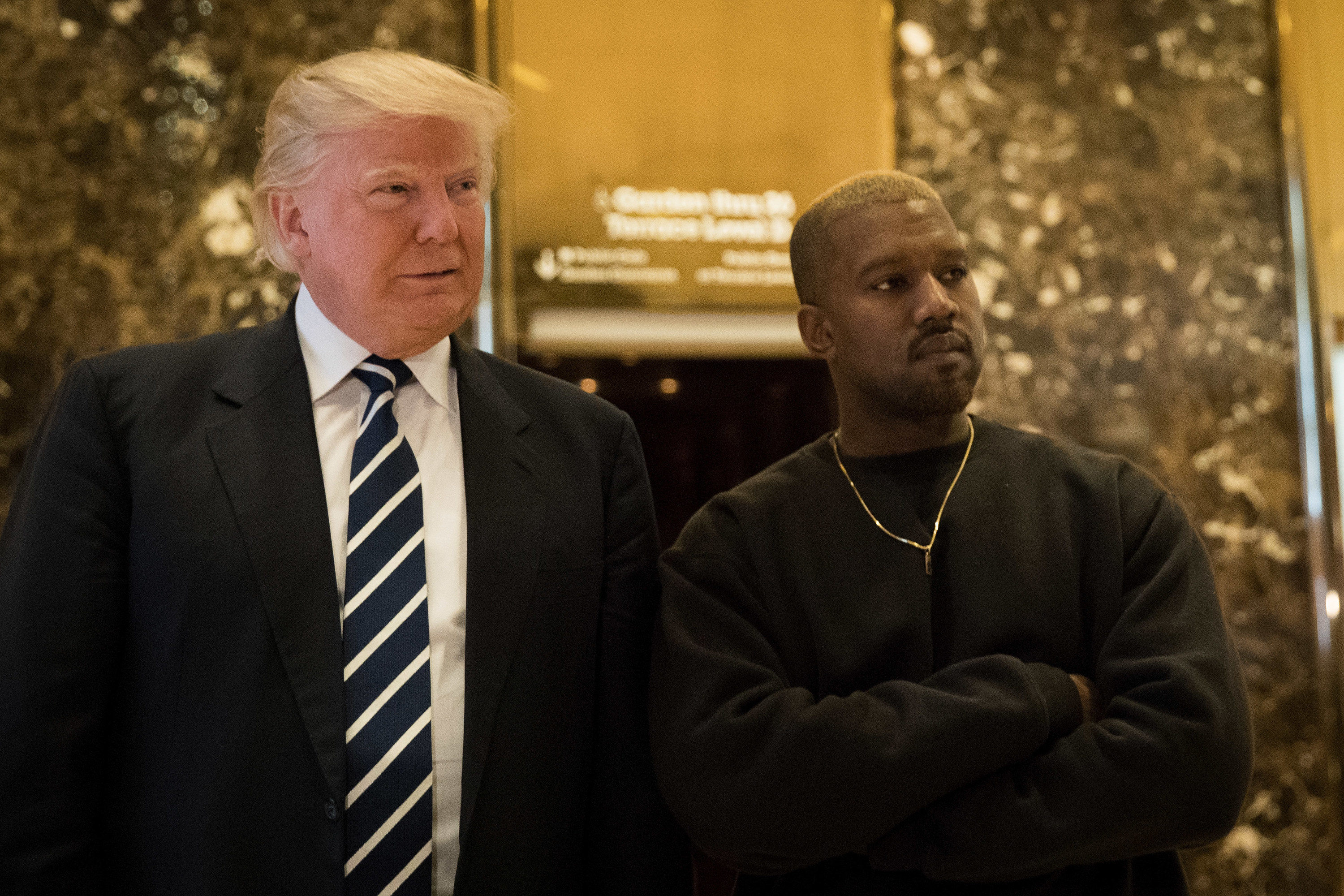 Closeup of Donald Trump and Kanye West