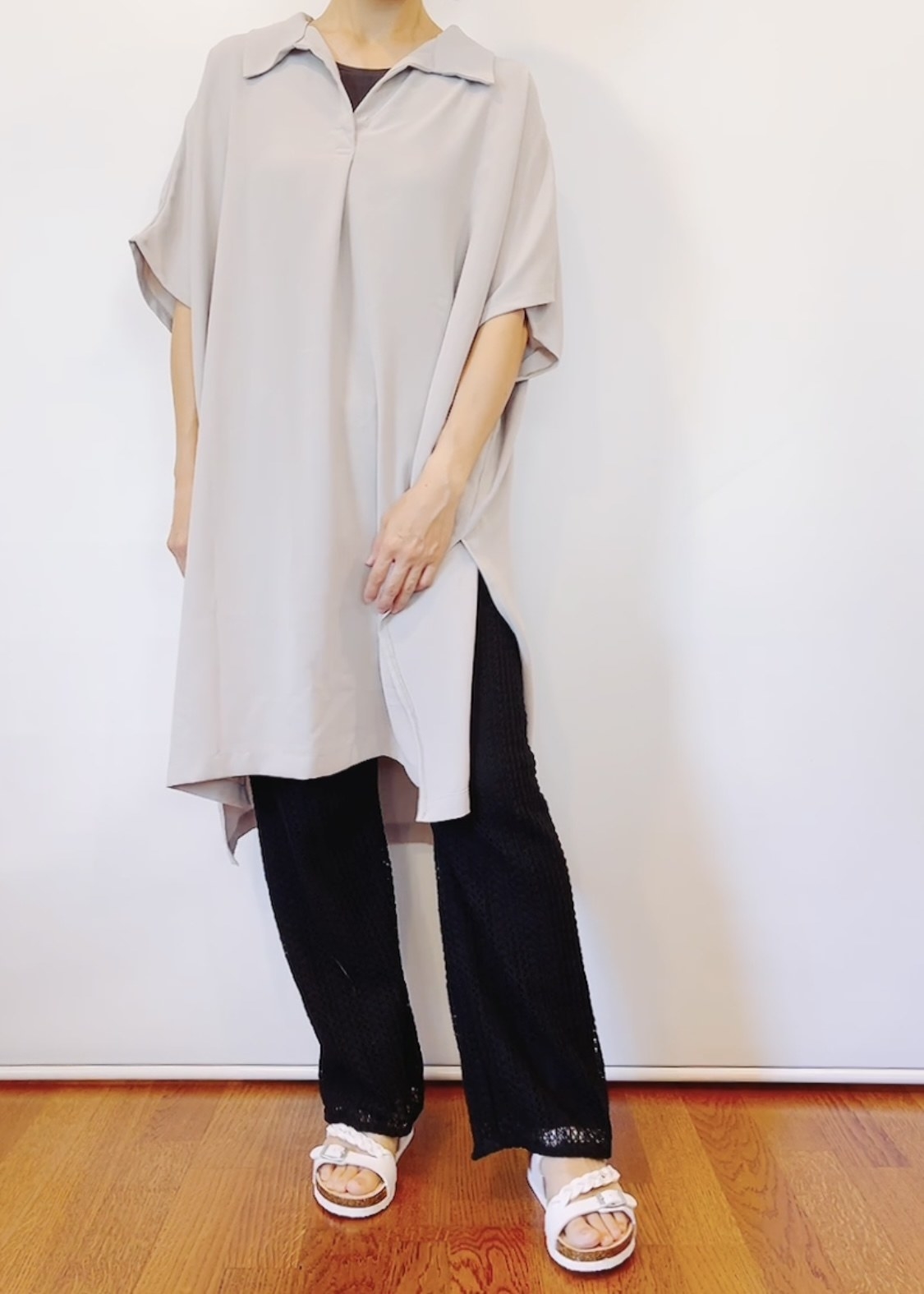 しまむらのオススメのサンダル「お手軽クッションサンダル ねじり紐付きFB」のコーディネート