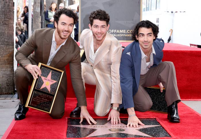 Closeup of the Jonas Brothers at the Hollywood Walk of Fame