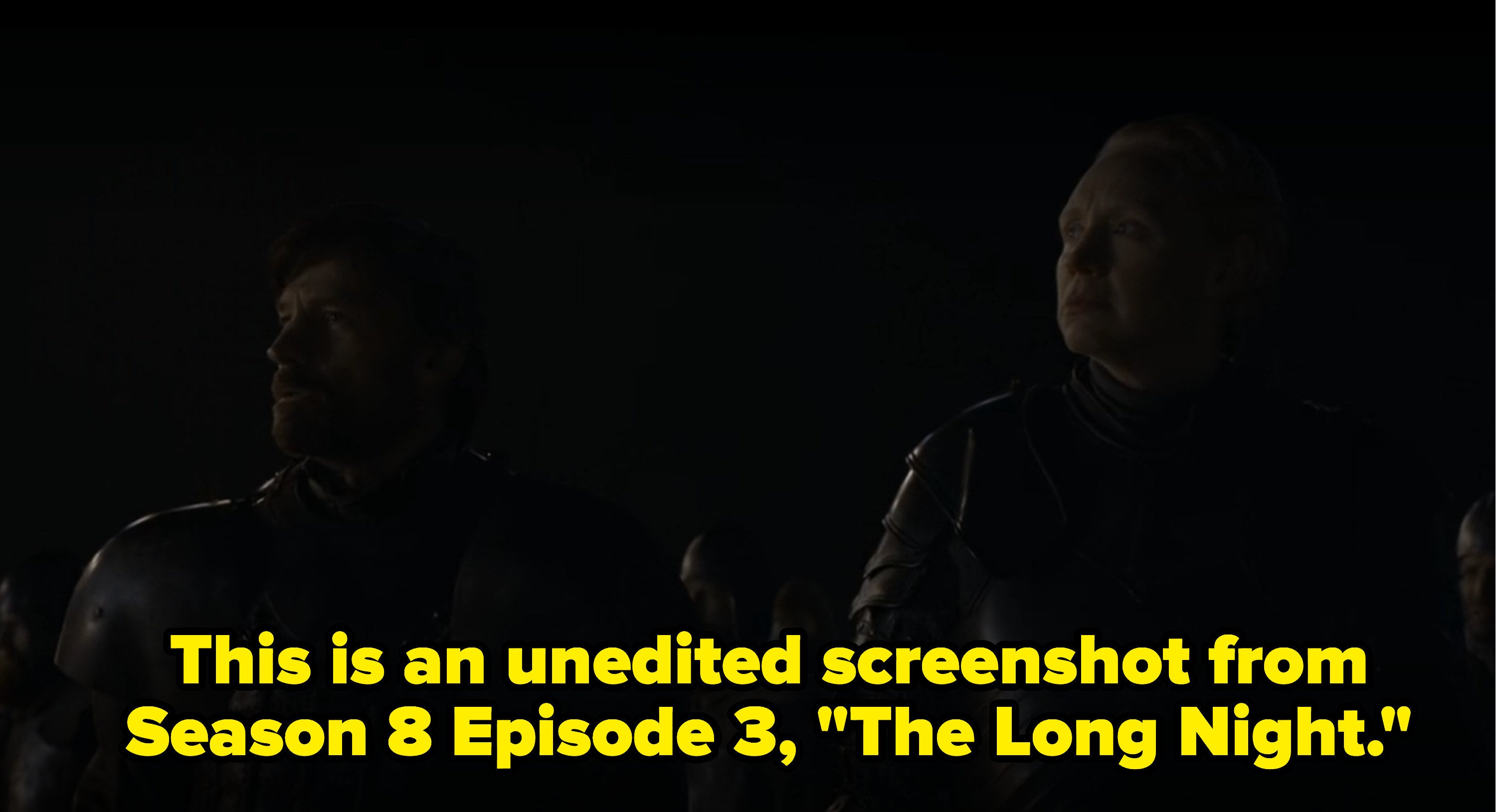 Dark lighting in a scene of "Game of Thrones"