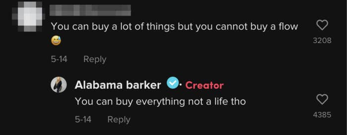 Alabama said "You can buy everything not a life tho"