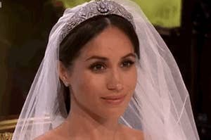 megan markle in a veil at her wedding