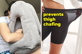 oddly shaped travel pillow, sheer shorts for preventing thigh chaffing