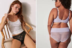 (left) lace thong (right) lace-back pantie