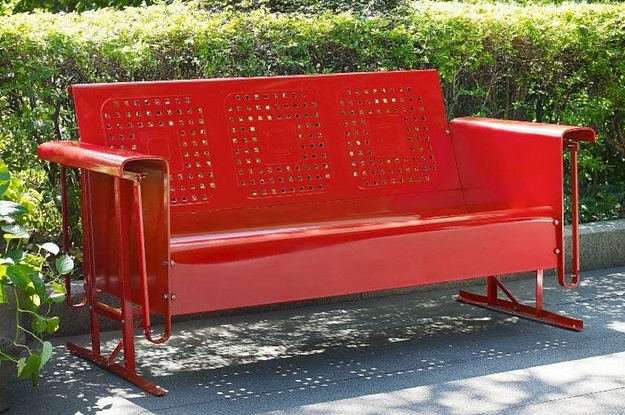the red sofa outside