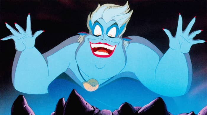 The cartoon ursula smiling sinisterly