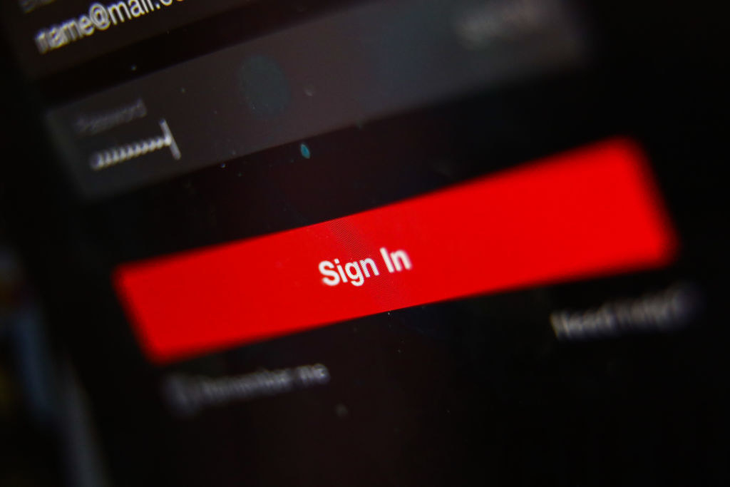 A closeup of the &#x27;Sign In&#x27; button on Netflix
