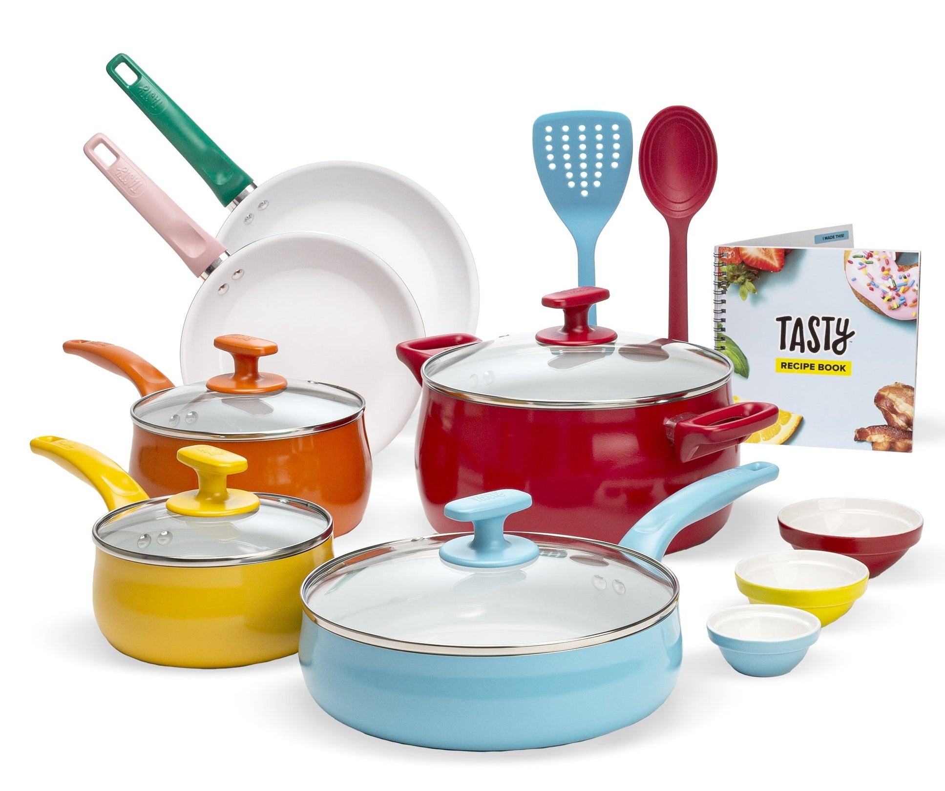 Image of multicolored cookware set