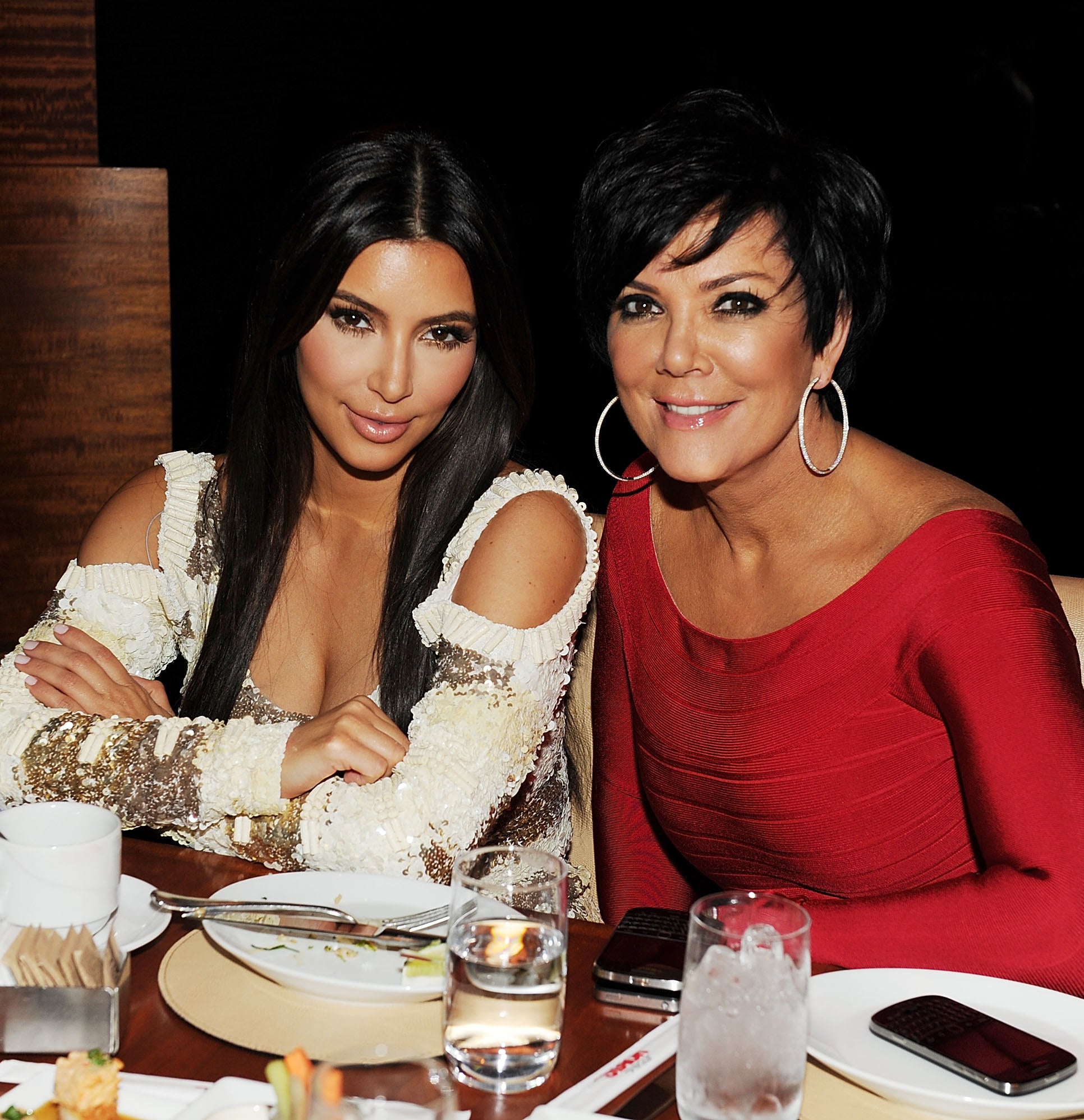 Closeup of Kim Kardashian and Kris Jenner