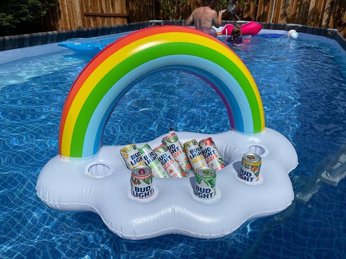 Reviewer image of the rainbow float with drinks in it