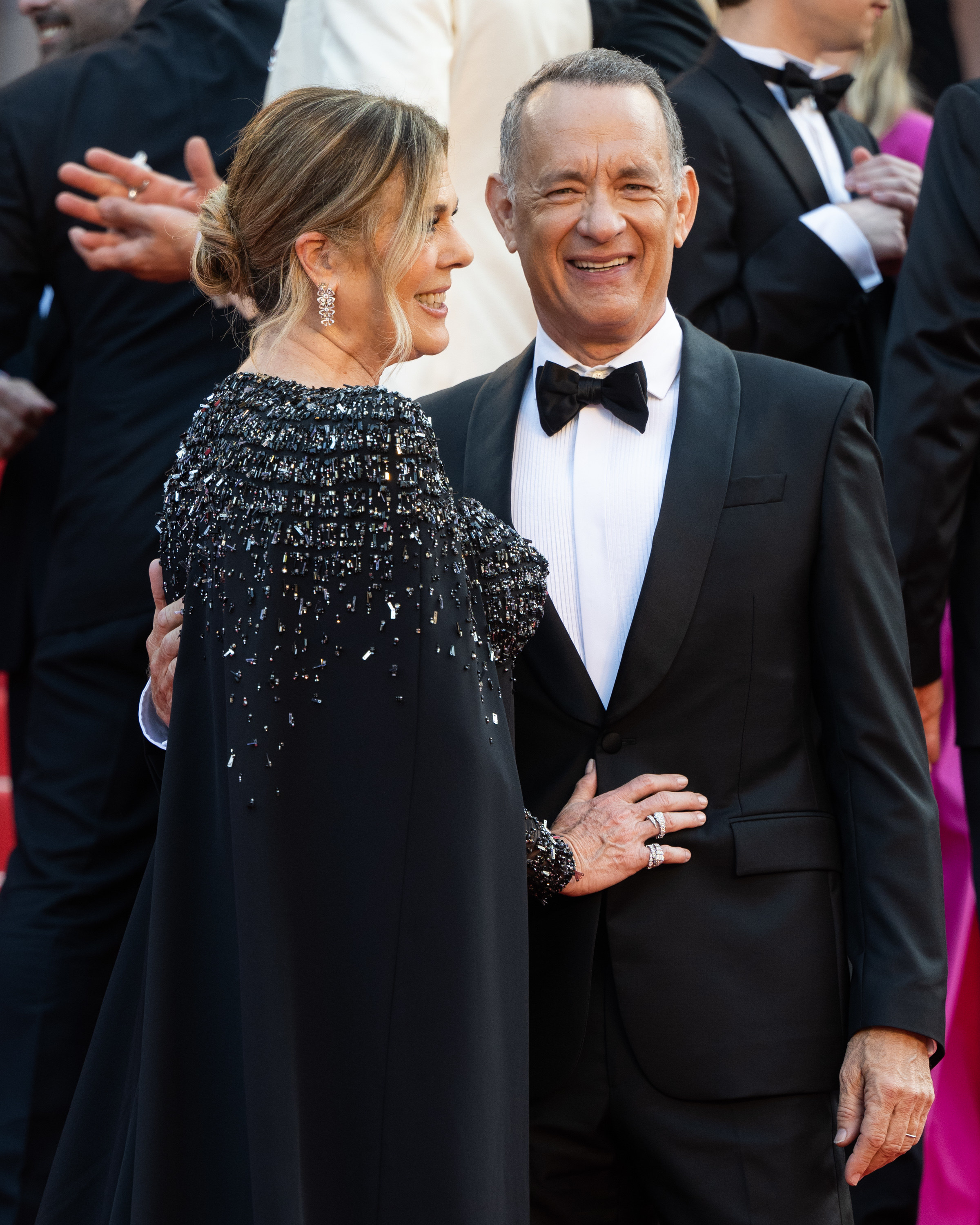 Closeup of Rita Wilson and Tom Hanks smiling