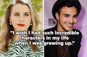 Side by side photos of Mae Whitman and Adamo Ruggiero, with text reading "I wish I had such incredible characters in my life when I was growing up"