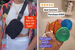 (left) belt bag (right) reusable water balloons