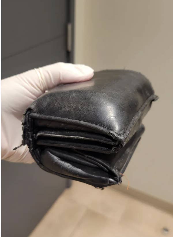 A very frayed, very thick wallet