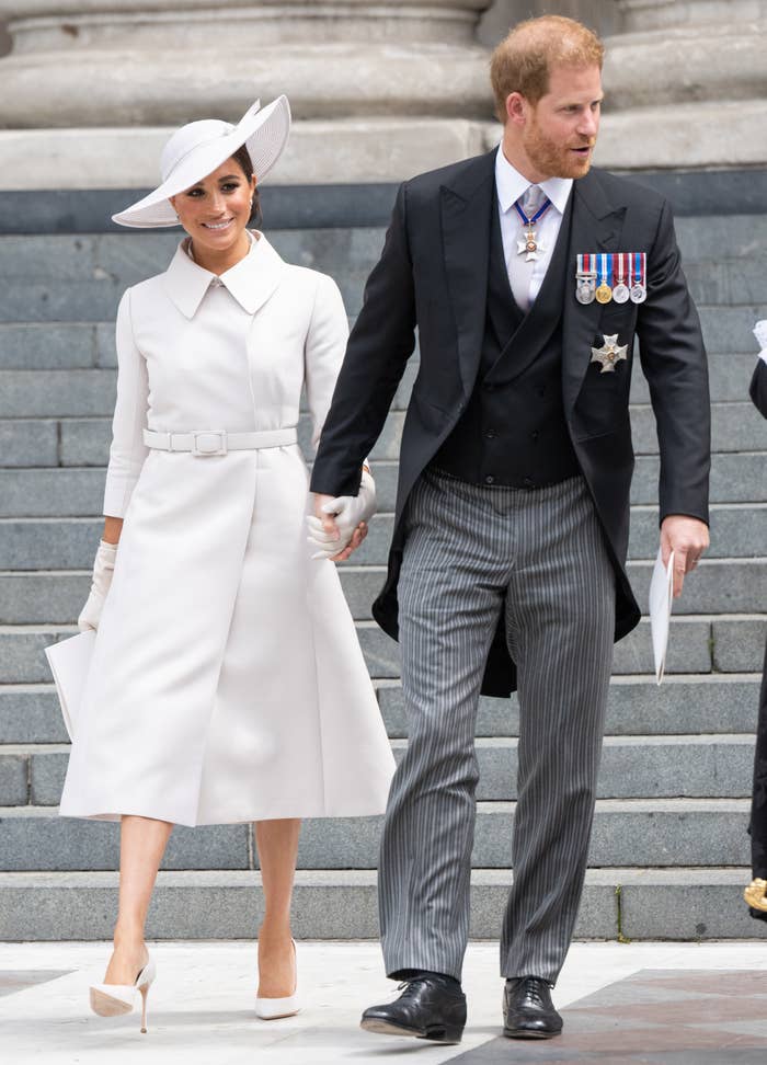 The couple exiting a church service