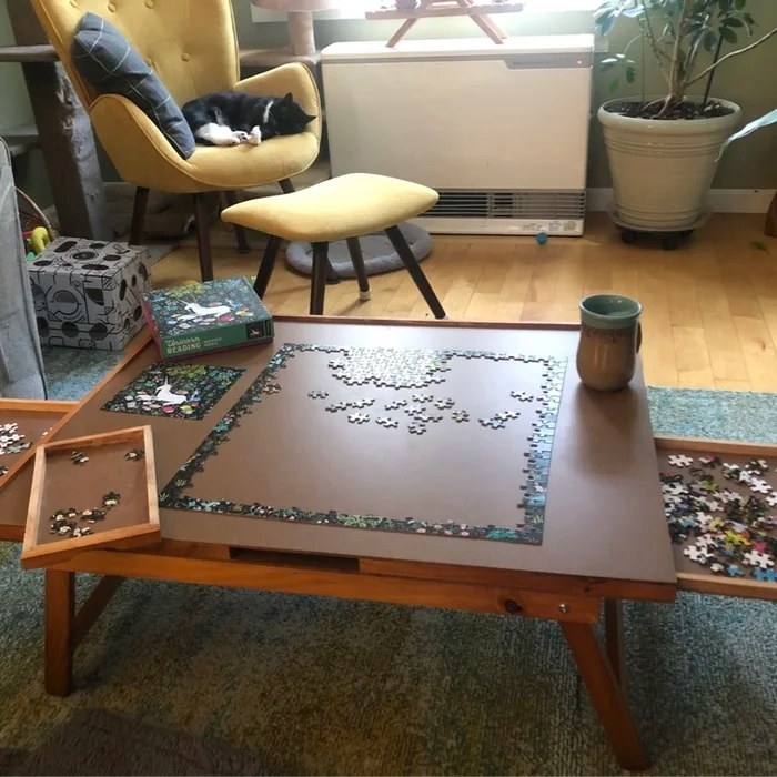 Reviewer&#x27;s photo of the puzzle table in use