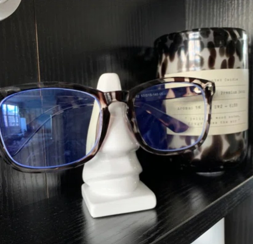 Reviewer&#x27;s photo of the eyeglasses holder in the color White