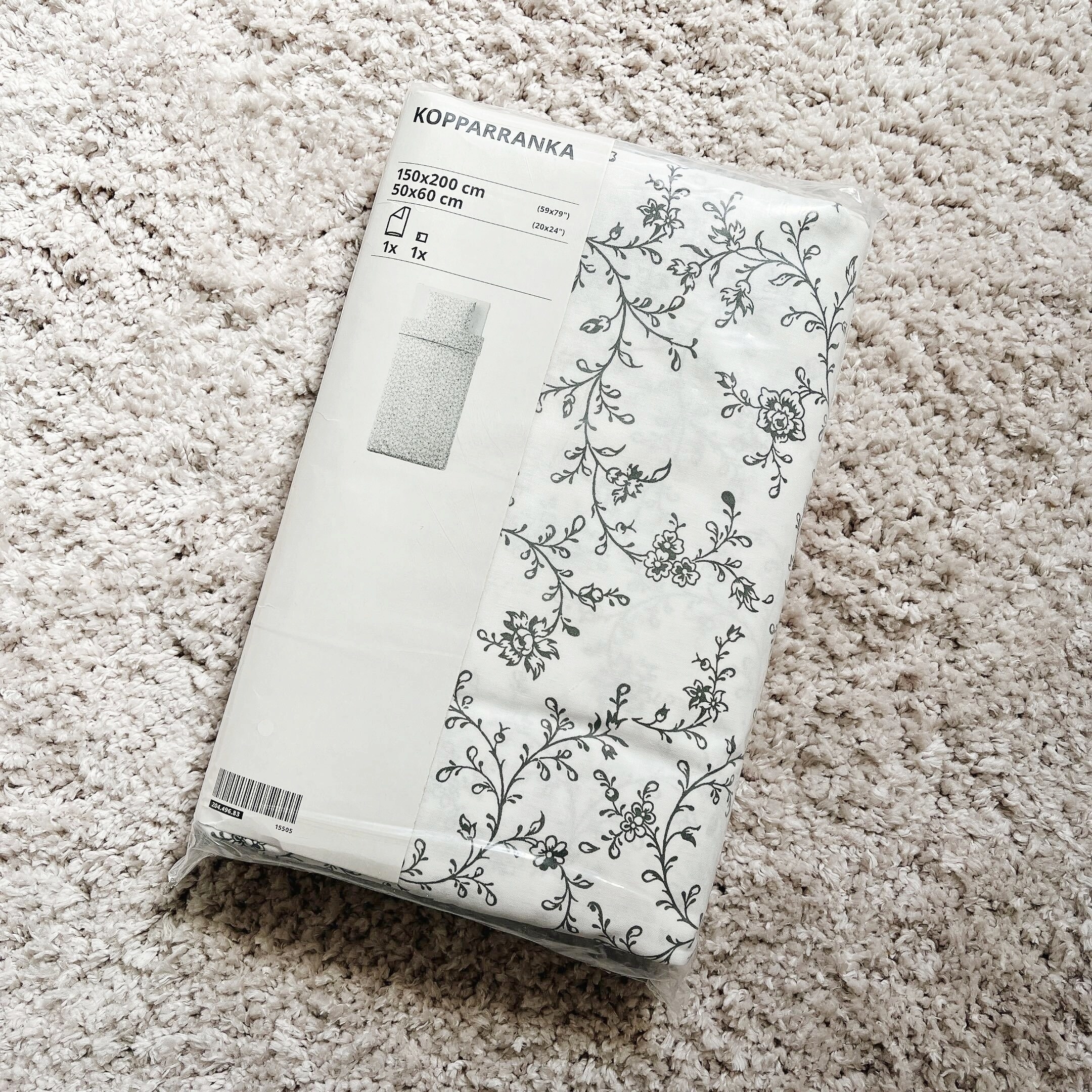 IKEA(イケア)のおすすめ商品「KOPPARRANKA コッパランカ 掛け布団カバー&枕カバー, ホワイト/ダークグレー」