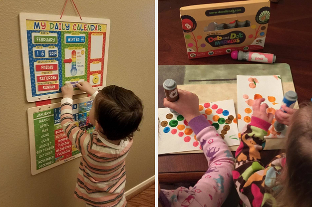 on the left a movable daily calendar, on the right dot pain markers